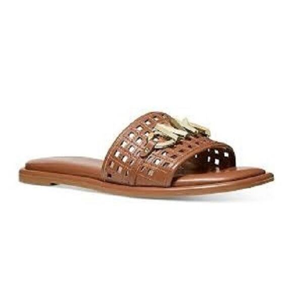 Michael Kors Women's Hayworth Slide Flat Sa Luggage, Brown Size 7.5M - Picture 1 of 4